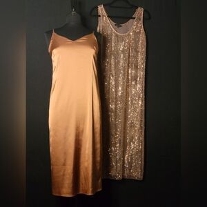 AS By DF Rose Gold Nadine Dress Elegant  Sleeveless Column Silhouette